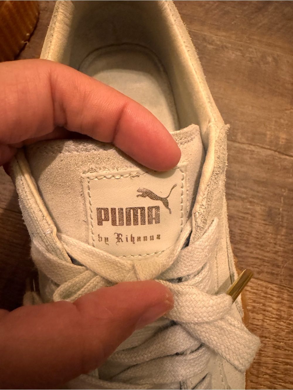 Puma by Fenty Cream Suede Platform Sneakers with Gum-Trim Sole Size 8.5